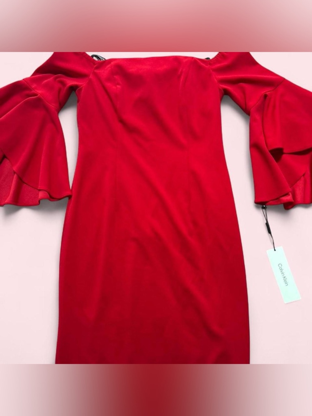 Calvin Klein Red Bell-Sleeve Sheath Dress